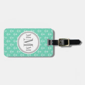 Trio Monogram Mint White Anchor Pattern Bagagelabel (Voorkant horizontaal)