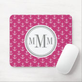 Trio Monogram roze witte anker Patroon Muismat (Met muis)
