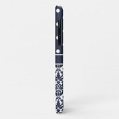 Trio Monogrammed Navy Damask Case-Mate iPhone Case (Achterkant/links)