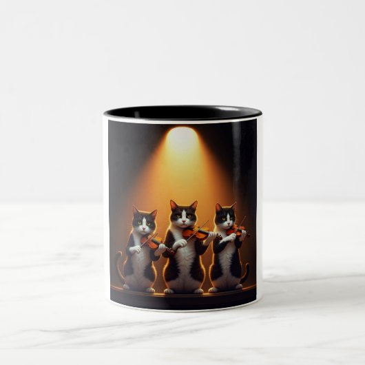 Trio of Feline Musicians Coffee Mug (Centre)