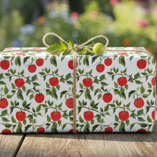 Trio of Tomato Plant Pattern Wrapping Paper Sheets