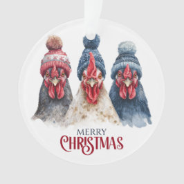 Trio of Winter Chickens Christmas  Ornament