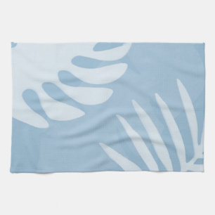 Trio Palm bladeren blauwe keukenhanddoek