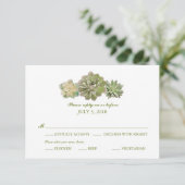 Trio Succulents Waterverf Sage | Weddenschap RSVP (Staand voorkant)