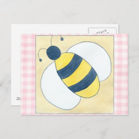 Trio van bijen met bloemen briefkaart (Voorkant / Achterkant)