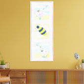 Trio van bijen met bloemen canvas afdruk (Insitu (Woonkamer))