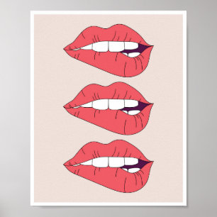 Trio van Biting Red Lips Poster