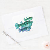 Trio van Blauwe Groene Puffer Vis Vierkante Sticker (Envelop)