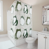 Trio van chagrijnige Japanse kikkers Toads 19e eeu Douchegordijn (In situ)