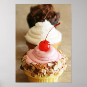 Trio van Cupcakes Food Poster