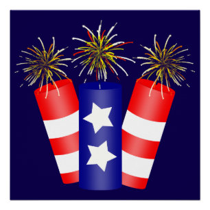 Trio van Firecrackers voor 4 juli Perfect Poster