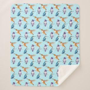 Trio van Hummingvogels met Aqua Background Sherpa Deken