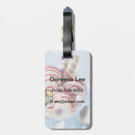 Trio van Ice Cream en Sweet Sundae Bagagelabel (Achterkant verticaal)