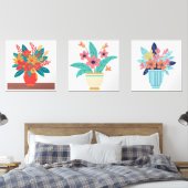 Trio van Levendige Bloemen Prints – Modern Vase Ar (Slaapkamer)