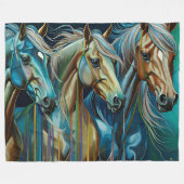 Trio van Paarden Fleece Deken (Voorkant (Horizontaal))