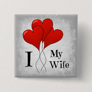 Trio van Rode Heart ballonnen waar ik van hou Vierkante Button 5,1 Cm