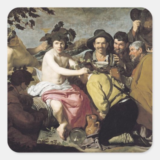 Triomf van Bacchus, 1628 Vierkante Sticker (Voorkant)