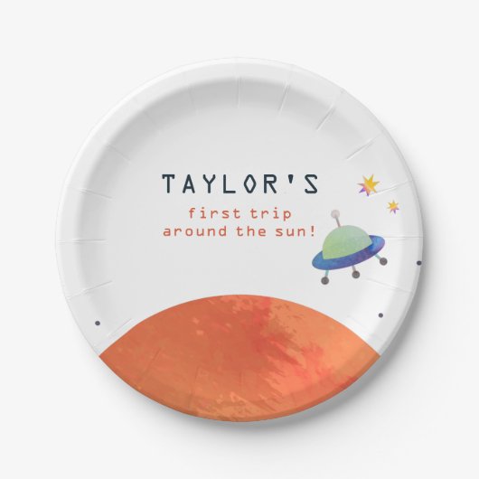 Trip Around The Sun | Space Boy Birthday Papieren Bordje (Voorkant)