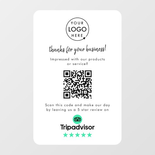 Tripadviseur-Reviewen | QR-code zakelijke Review Raamsticker (Vel)