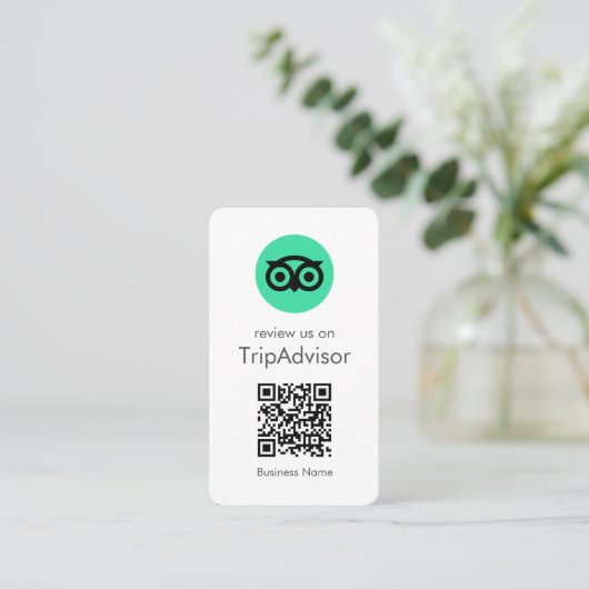 Tripadviseur-Reviewen | QR-code zakelijke Review Visitekaartje (Staand voorkant)