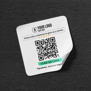 Tripadvisor Beoordelingen QR Code Beoordeel Bedrij Vierkante Sticker
