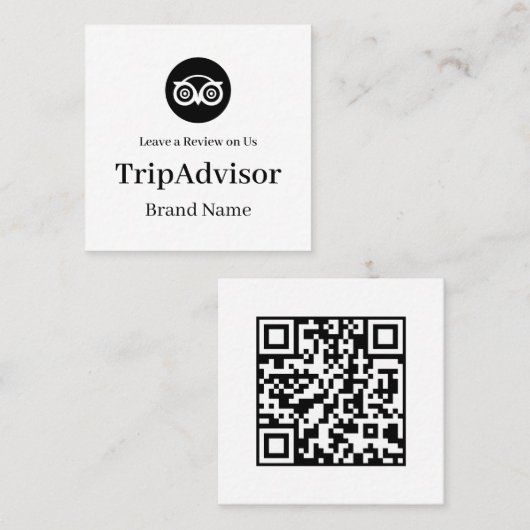TripAdvisor QR | Custom Business Feedback Link Vierkante Visitekaartje (Voorkant / Achterkant)