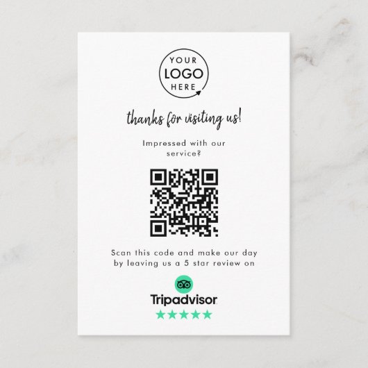 TripAdvisor-Reviewen | Business Review Link QR Cod Informatiekaartje (Voorkant)