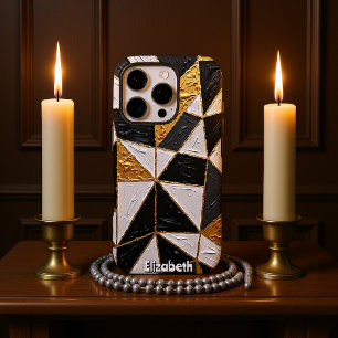 Tripartiete Harmonie: Gouden Interlace iPhone 16 Pro Hoesje
