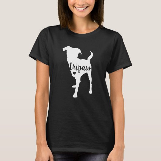 Tripaw Dog, Drie Legged Dog, Tripaw Mam, Tripod D T-shirt (Voorkant)