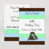 Tripe moderne Cinquantième anniversaire Invitation (Devant / Derrière)