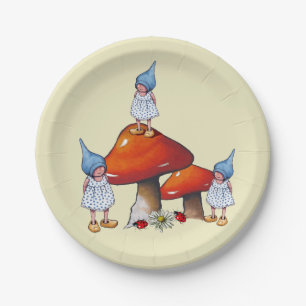 Tripet Gnomes Girl, Toadstool Original Fantasy Art Papieren Bordje