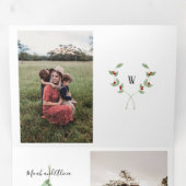 Triple 4 photo Carte de Noël Aquarelle Monogramme (Intérieur en premier)