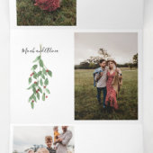 Triple 4 photo Carte de Noël Aquarelle Monogramme (Intérieur au milieu)