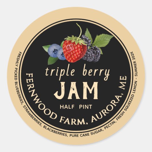 Triple Berry Jam Classic Ronde Sticker (Voorkant)