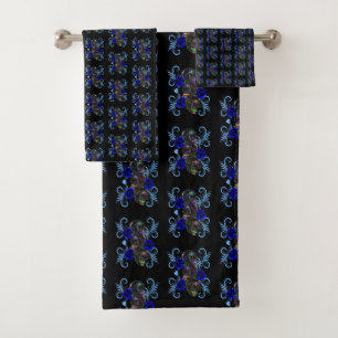 Triple Black Day of the Dead Skulls Blue Rozen Bad Handdoek