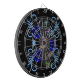 Triple Black Day of the Dead Skulls Blue Rozen Dartbord (Voorkant Links)