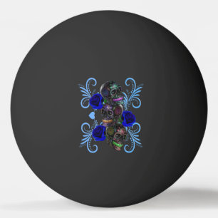 Triple Black Day of the Dead Skulls Blue Rozen Pingpongballen