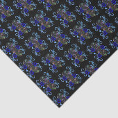 Triple Black Day of the Dead Skulls Blue Rozen Tissuepapier (Detail)