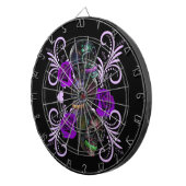 Triple Black Day of the Dead Skulls Paarse Rozen Dartbord (Voorkant Rechts)