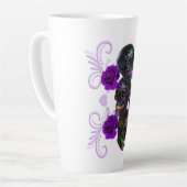Triple Black Day of the Dead Skulls Paarse Rozen Latte Mok (Linkerhoek)