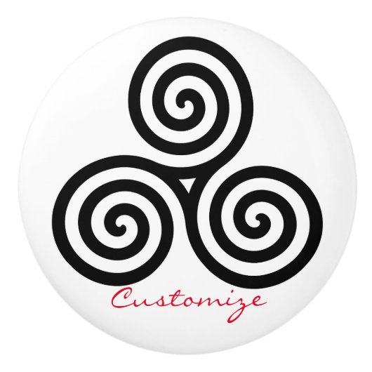 Triple Black Spirals Thunder_Cove Keramische Knop (Voorkant)