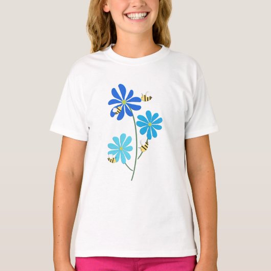 Triple Blue Flowers T-shirt (Voorkant)