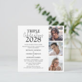 Triple Celebration 3 Photo Graduation Invitation (Debout devant)