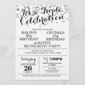 Triple Celebration Confetti Faux Silver Invitation (Devant)