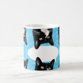 Triple Cute Kat Speech Bubble Custom Fun Koffiemok (Center)