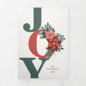 Triple de Noël Photo Rouge Vert Joie Florale (Page de couverture)