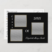 TRIPLE FOTO gouden Afstuderen uitnodiging (Voorkant / Achterkant)