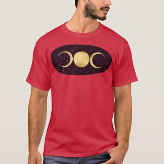 Triple Goddess in Stars Gold op wijn T-shirt