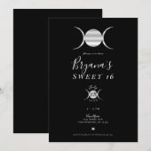 Triple Goddess Moon Cycle Silver & Black Sweet 16 Kaart (Voorkant / Achterkant)
