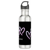 Triple Heart Black Aanpassen Waterfles (Voorkant)